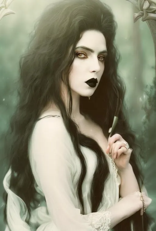 tarot!!, pale, beautiful goth vampire with long hair... | OpenArt