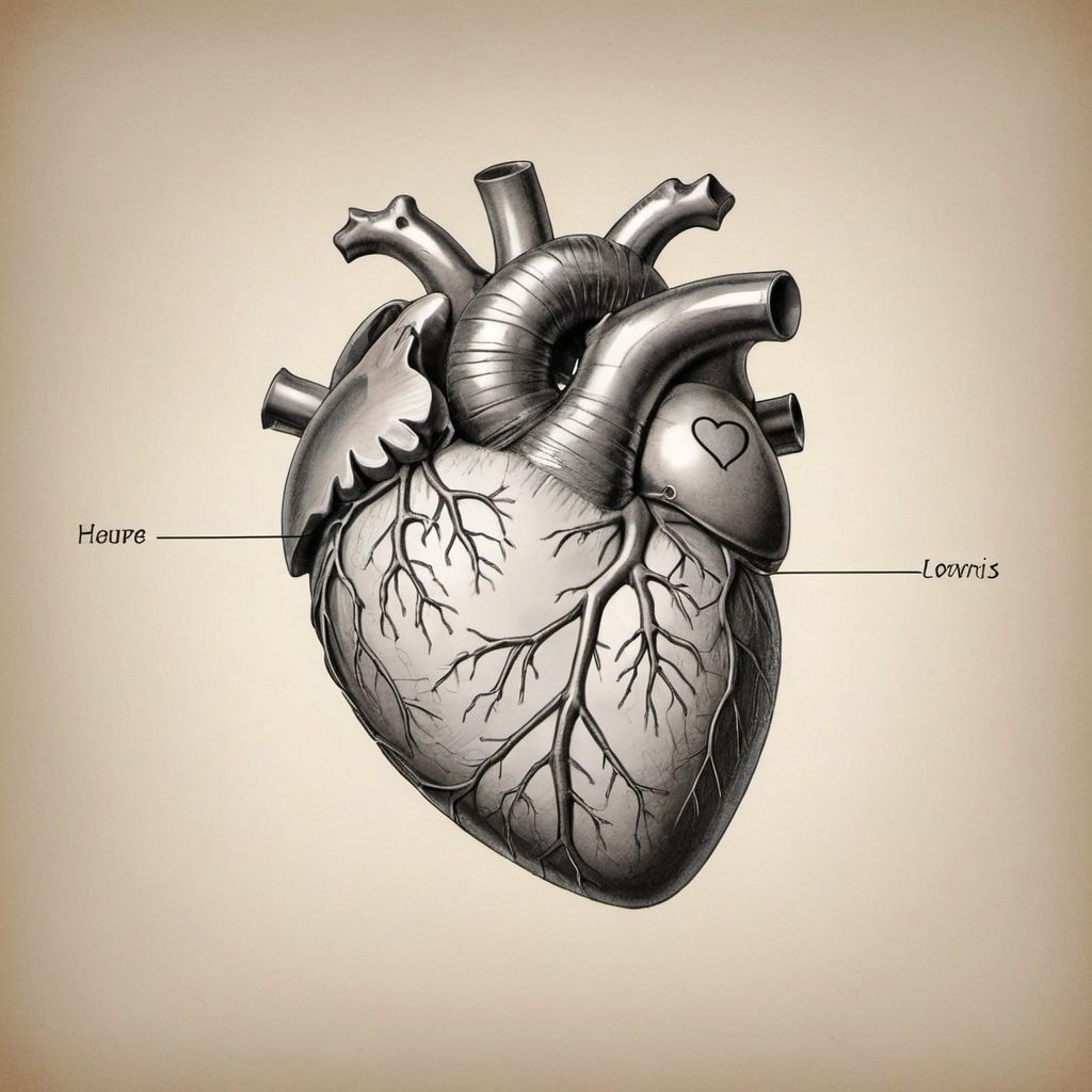 External Heart Anatomy Illustration | Heart Drawing in an Antique Aesthetic  | kmogenart