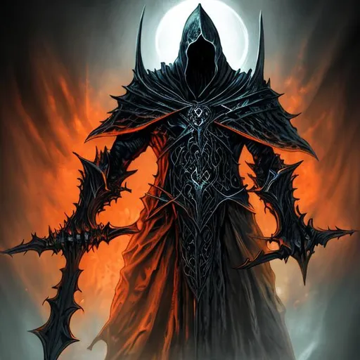 Prompt: A Nazgûl with orange glowing eyes