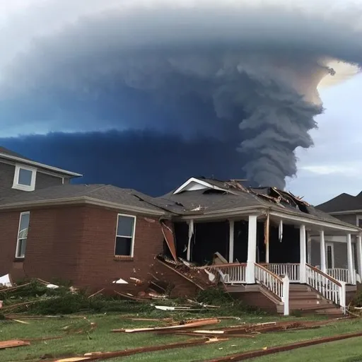 Prompt: A Major Tornado destroying a House