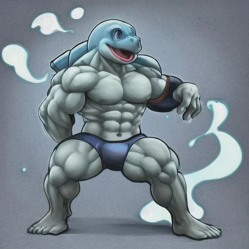 Prompt: muscular squirtle