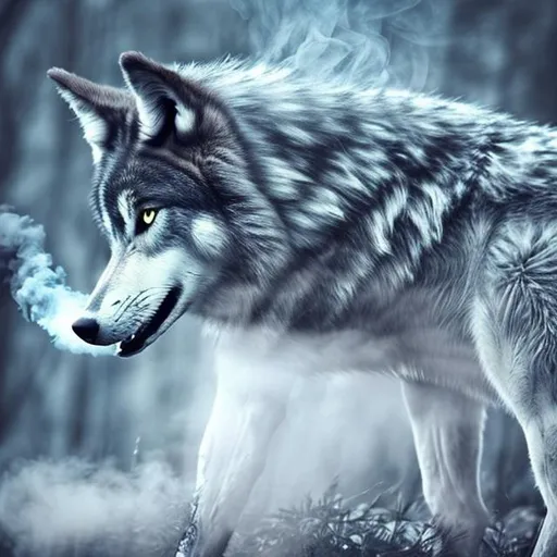 Prompt: A wolf vaping
