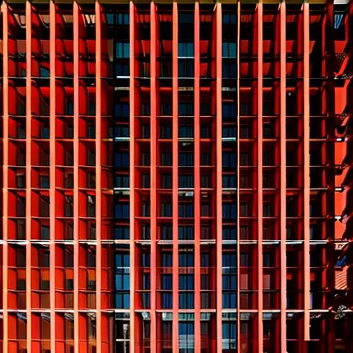 Prompt: 10-story office building with a red parametric brick facade