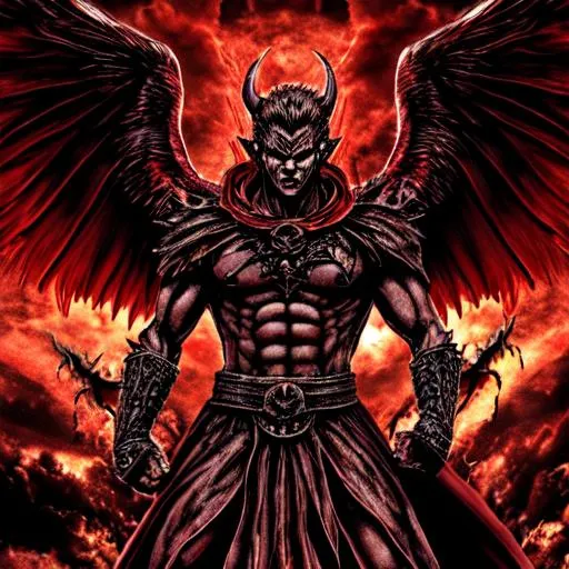 Prompt: Lucifer, Berserk, god hand, behelith, Berserk style, Super detailed, Blood red sky, Devilish figure, demonic rituals, dark, evil, gray, bloody, blood rain,