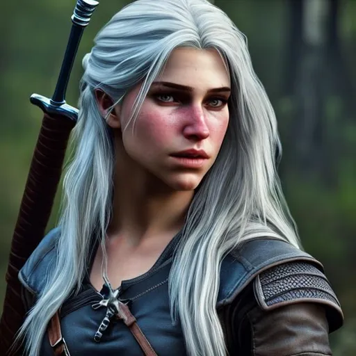 Prompt: pretty hyper-realistic young female geralt