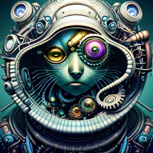 Prompt: Anthropomorphism, super detailed digital art, 3D elements. wide-angle picture, poly-hydro-morphism, neo-geo, sci-fi, photorealism. Fibonacci based composition. Psychedelic steampunk disorder art style.
