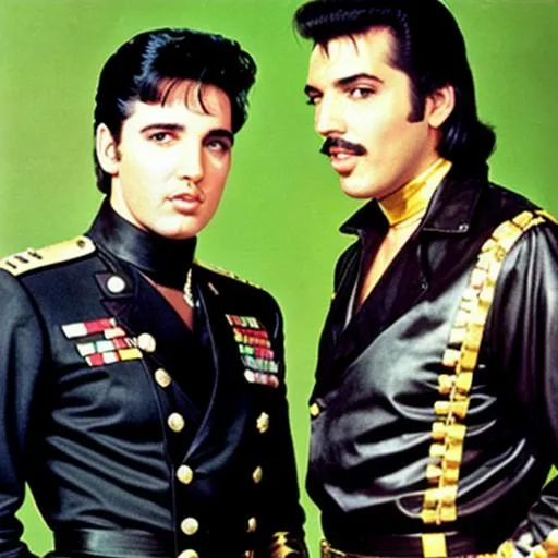 Prompt: Elvis Presley with Freddie Mercury
