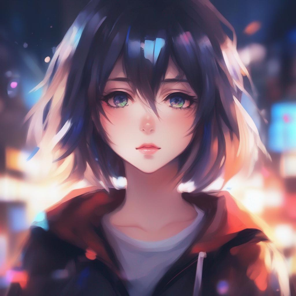 Anime girl, profile view, choker, short hair, coat, Anime, HD