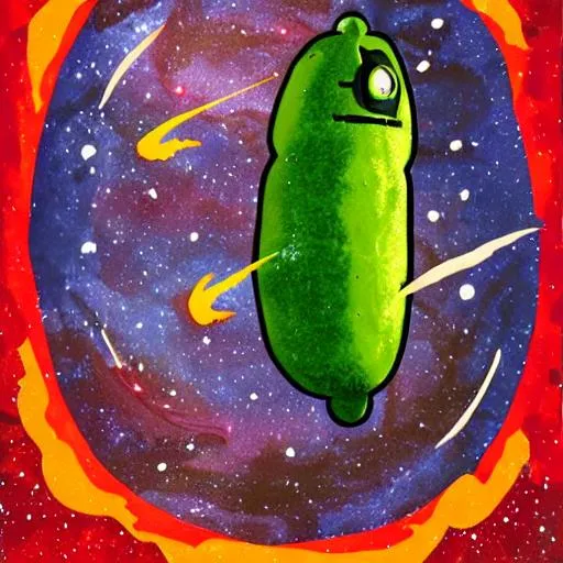 Prompt: Dramatic humanoid pickle in space