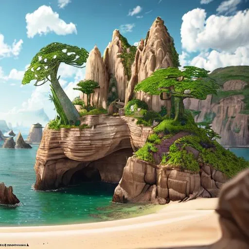 Prompt: Scenary of film National Geography, Zahara,
 hyperrealistic, photorealistic, ultra-detailed, intricate details, unreal engine, octane render, bioma of sand, cavern in the sand   and amazing landscape ,rocks and gigant green fern,metal shell gigant crab  , 4k. A vine covered tutor in the style of alexander jansson and gediminas pranckevicius mystical, magical, bloosom, volumetric lighting.