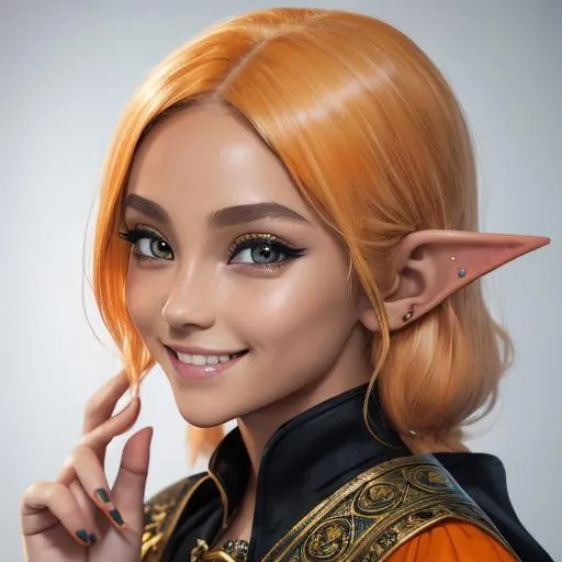 Prompt: masterpiece, splash art, ink painting, beautiful pop idol, D&D fantasy, (23 years old) lightly tanned-skinned hobbit girl, ((beautiful detailed face and large eyes)), mischievous grin, blonde with bright orange highlights hair, short small pointed ears, mischievous grin looking at the viewer, wearing detailed priestess dress and casting a light spell #3238, UHD, hd , 8k eyes, detailed face, big anime dreamy eyes, 8k eyes, intricate details, insanely detailed, masterpiece, cinematic lighting, 8k, complementary colors, golden ratio, octane render, volumetric lighting, unreal 5, artwork, concept art, cover, top model, light on hair colorful glamourous hyperdetailed medieval city background, intricate hyperdetailed breathtaking colorful glamorous scenic view landscape, ultra-fine details, hyper-focused, deep colors, dramatic lighting, ambient lighting god rays, flowers, garden | by sakimi chan, artgerm, wlop, pixiv, tumblr, instagram, deviantart