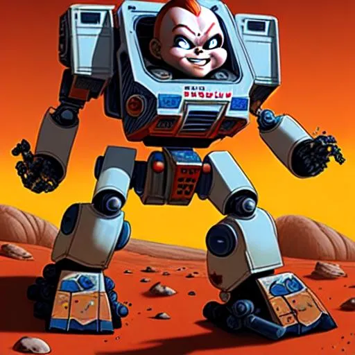 Prompt: Mecha Chucky on Mars 