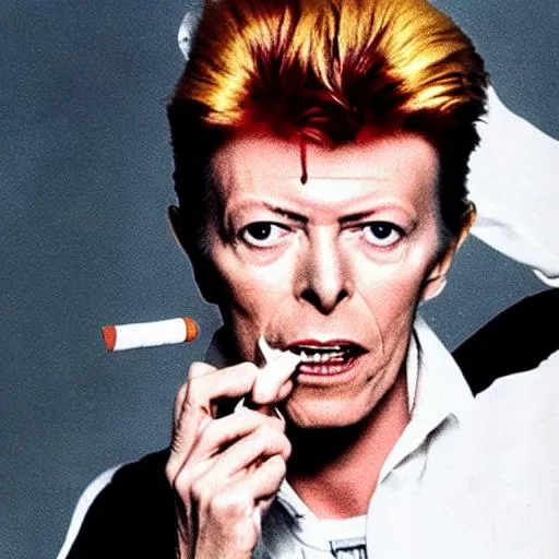 Photo of David Bowie smoking a cigarette, high quality | OpenArt
