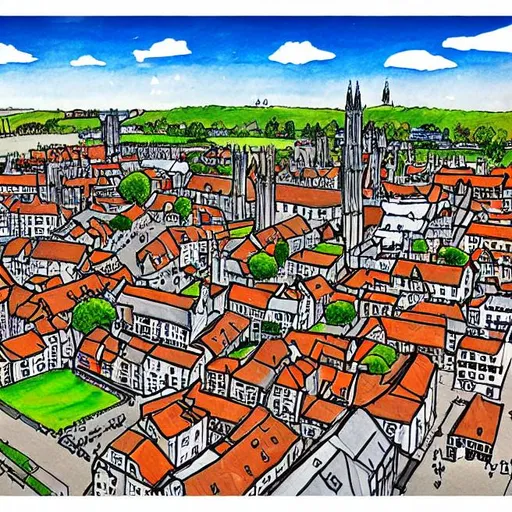 Prompt: draw the city of York.