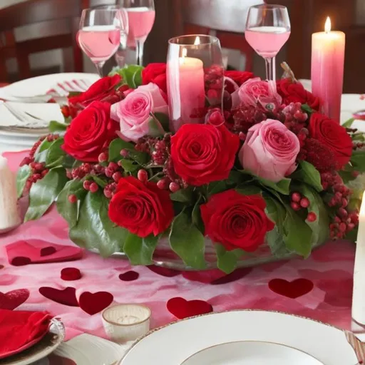 Prompt: A unique valentines day centerpiece 