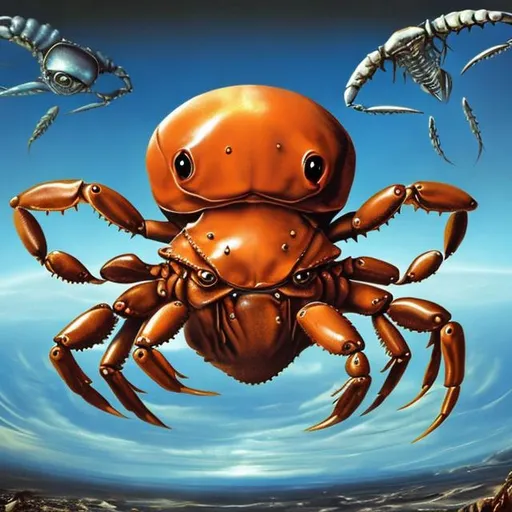 Prompt: a surrealism unidentified flying object that is shaped like a crab in the shape of a crab 



