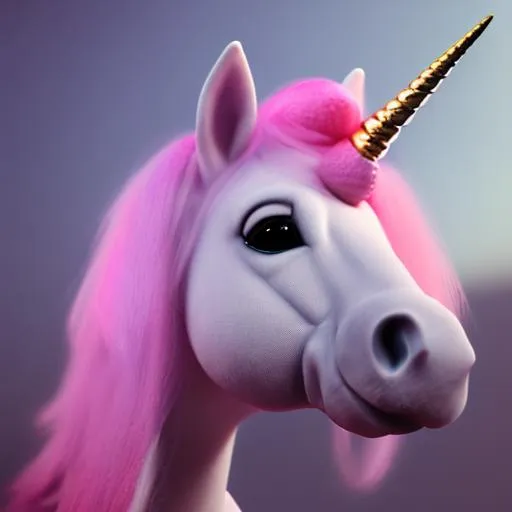 Prompt: Art of a pink Unicorn, HD, cute