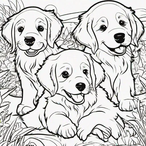 Pretty puppy dog coloring page design for kids chi