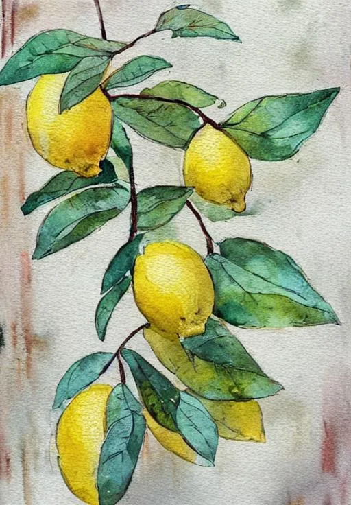 Fresh Lemons With Sweet Fragrant Blossoms Bright Watercolor