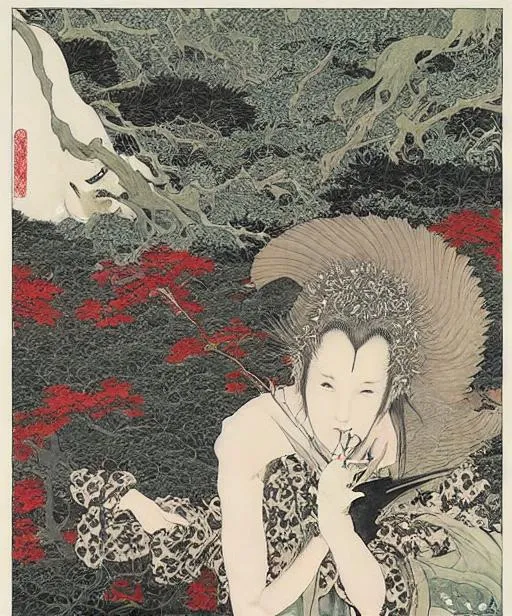 Prompt: takato yamamoto, heaven and hell

