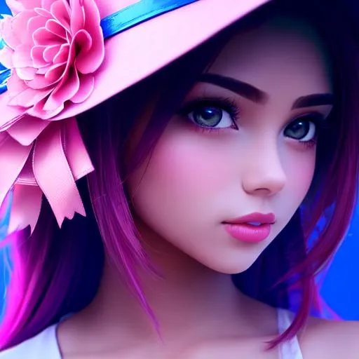 Prompt: Beautiful girl in colors of pink