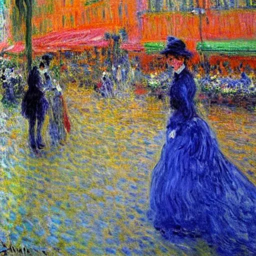 Prompt: Monet style 
woman paris café


