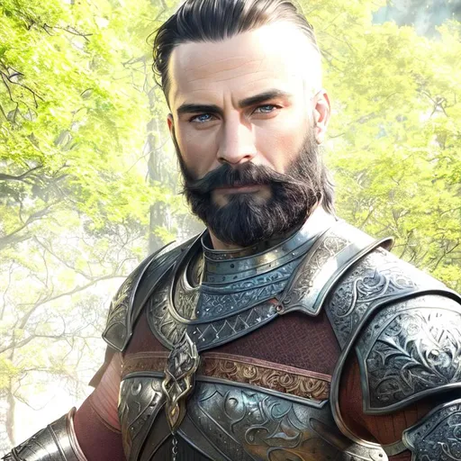 Prompt: UHD, 8k, high quality, ultra quality, cinematic lighting, special effects, hyper realism, hyper realistic, Very detailed, high detailed face, high detailed eyes, medieval, fantasy, man, gorgeous, strong man, fitness, warrior, armor
