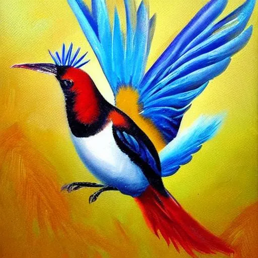 Prompt: Exotic bird oil painting 


