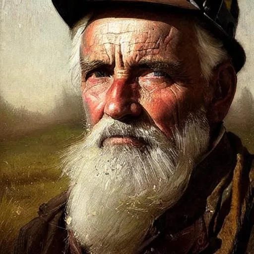 Prompt: a portrait of an old coal miner in 19th century, beautiful painting with highly detailed face by greg rutkowski and magali villanueve