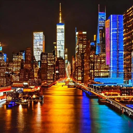 Prompt: Nikon D7100, Long Exposure of a scenic view of New York , night time, neon lights, perfect composition, hyperrealistic, super detailed, 8k, high quality, trending art, sharp focus, studio photo, intricate details, highly detailed