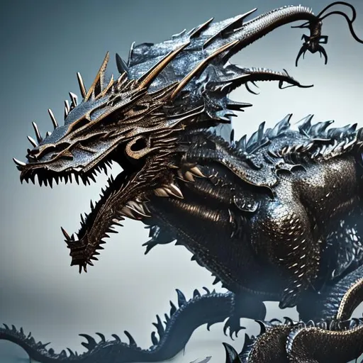 Prompt: metal dragon, digital art

