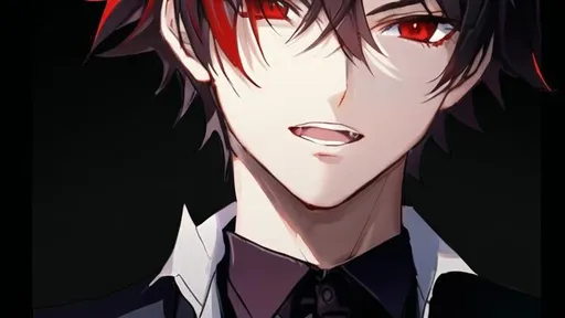 Prompt: Damien (male, short black hair, red eyes) 