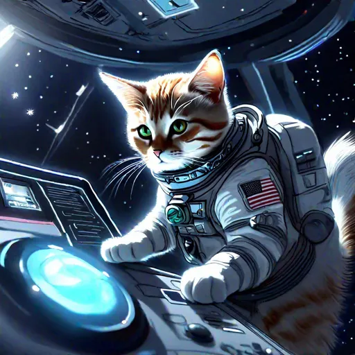 Prompt: a cat astronaut push random button on a spaceship, professional, UHD, HD, highly detailed, sketch
