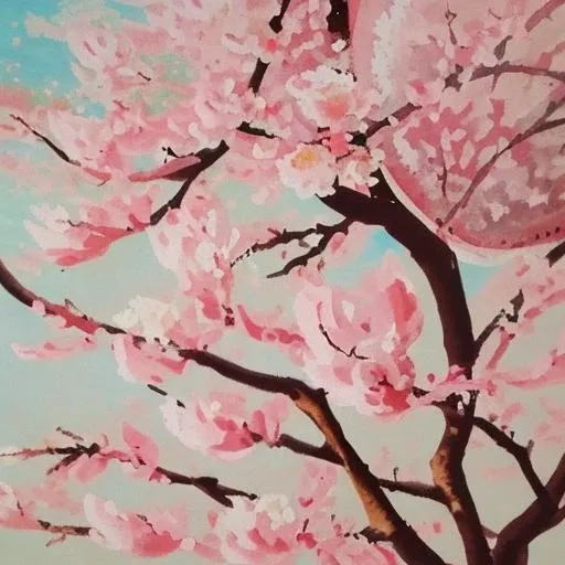 Prompt: acrilic painting of a sakura flower