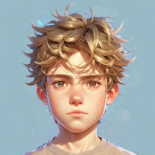 Closeup face portrait of a boy, smooth soft skin, bi... | OpenArt
