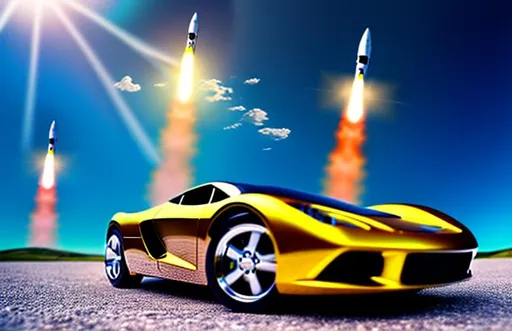 Prompt: Car with space rocket