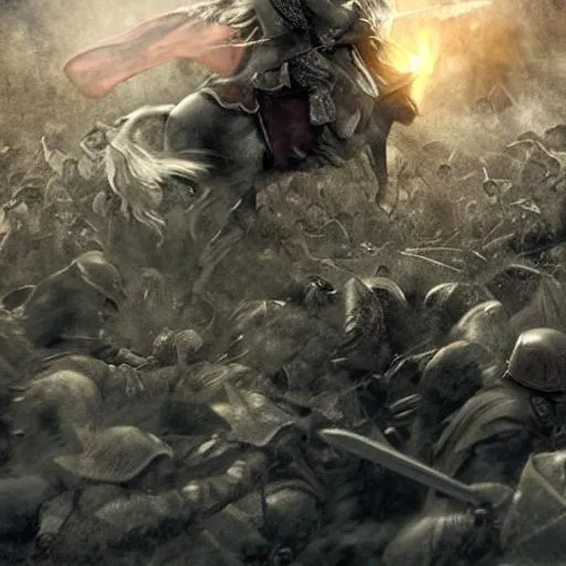 Lord of the rings style battle, battlefield, thousan... | OpenArt