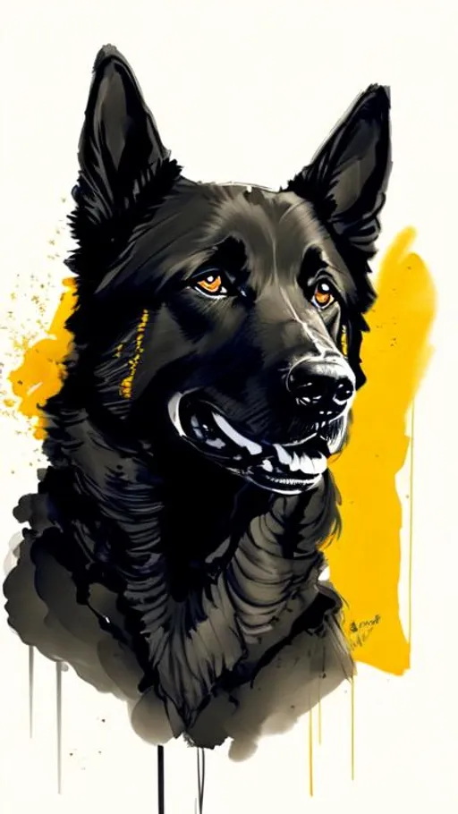 Prompt: a portrait of black german shepherd