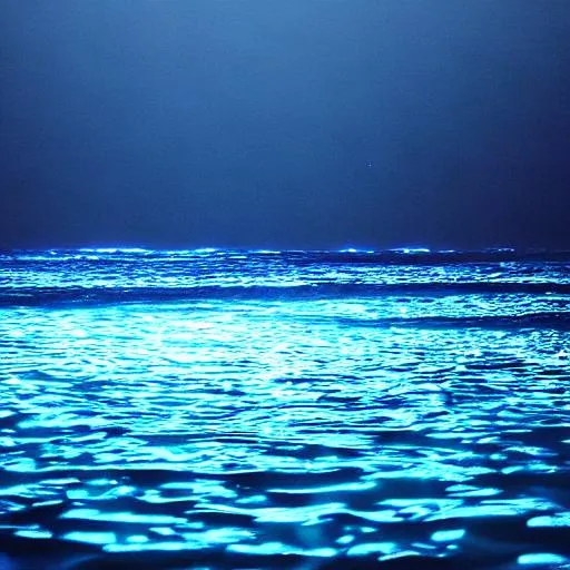 Prompt: dark blue ocean glowing
