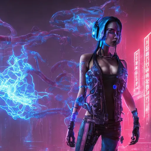 Prompt: THORchain,thunder electric, blue sky, octane rendering. Full length high quality 3 d render neo - cyberpunk Ninja! half cyborg with headphones, Red wires with electricity, highly detailed, unreal engine cinematic smooth, hannah yata charlie immer, neon purple light, low angle, uhd 8 k, sharp focus