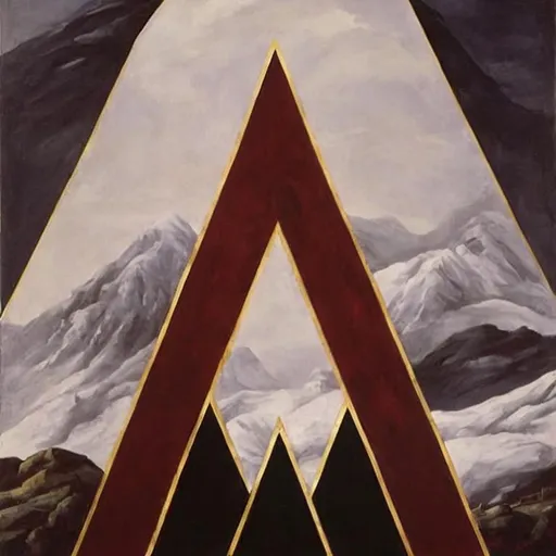 Prompt: The art style  features a striking and bold composition with a strong central figure. In this version, the central figure is Beethoven, depicted with a powerful and commanding presence.

In the image, there are three triangles arranged in a vertical column. The first triangle at the top features a breathtaking landscape of majestic mountains, with snow-capped peaks and lush green foliage in the foreground. The second triangle in the middle contains an image of Beethoven, the renowned composer and pianist, depicted in a regal pose with his hands on the keys of a piano. In the third triangle at the bottom, there is a close-up view of Beethoven's original musical sheets, with handwritten notes and markings that hint at the genius of his compositions. Each triangle has a different background, but they are all connected by the common theme of music and nature, highlighting the importance of artistic expression and the beauty of the natural world. The image exudes a sense of harmony and balance, with the three triangles complementing each other to create a cohesive and visually stunning whole.

