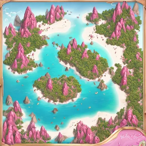 Prompt: pink gold dragon islands 