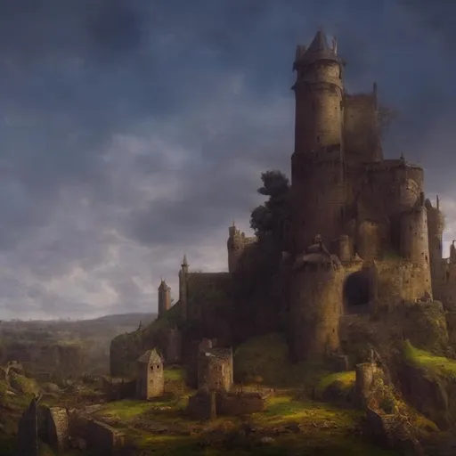 Prompt: 
 realistic medieval oil painting of beautiful scenery walls, 3d render,  high detail,
