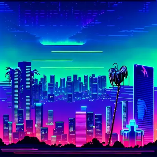 Prompt: synthwave scenery