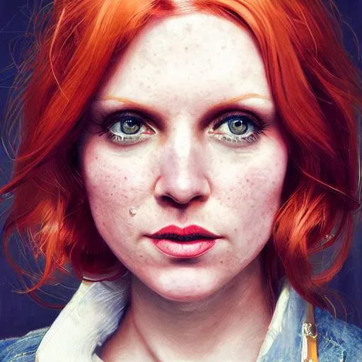 Prompt: Portrait of Ginger Spice with redhair and with cute face, London vibe, perfect composition, hyperrealistic, super detailed, 8k, high quality, trending art, trending on artstation, sharp focus, studio photo, intricate details, highly detailed, by greg rutkowski