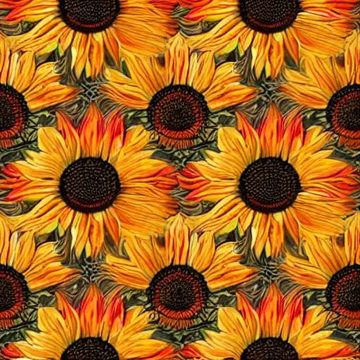 A sunflower pattern with visually striking colors re... | OpenArt