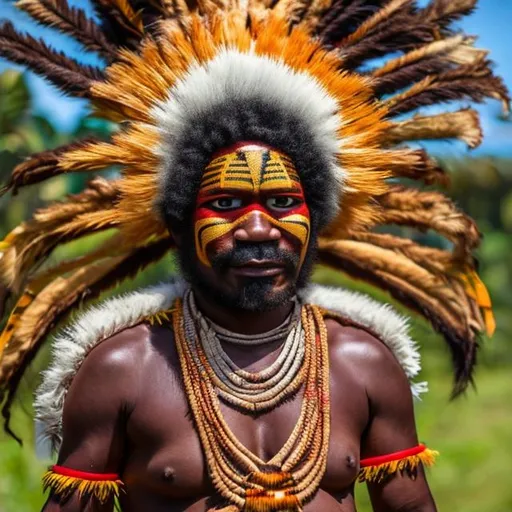 Prompt: Papua new guinea traditional attire Chimbu 