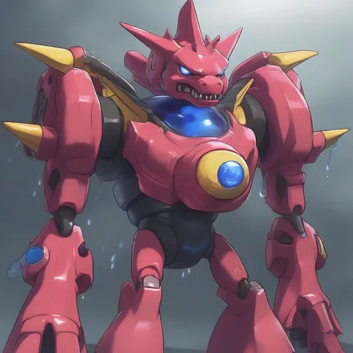 Prompt: bad looking  digimon that is always scowling, it hates being in crowds, From a hidden place, it likes to try to harass others, spitting out a paint filled water gun, Masterpiece, best quality
