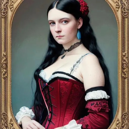 portrait of a beautiful Victorian woman with long bl