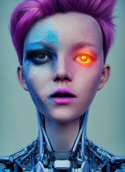 Portrait of {Artificial Intelligence} with {color} h... | OpenArt